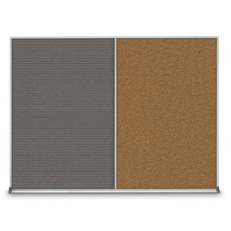 United Visual Products Triple Door Radius Plus Corkboard, 72" x UV8005PLUS-BRONZE-BUFF